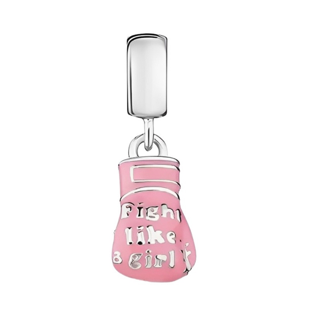 Fight Like A Girl Breast Cancer Boxing Glove Dangle Charm